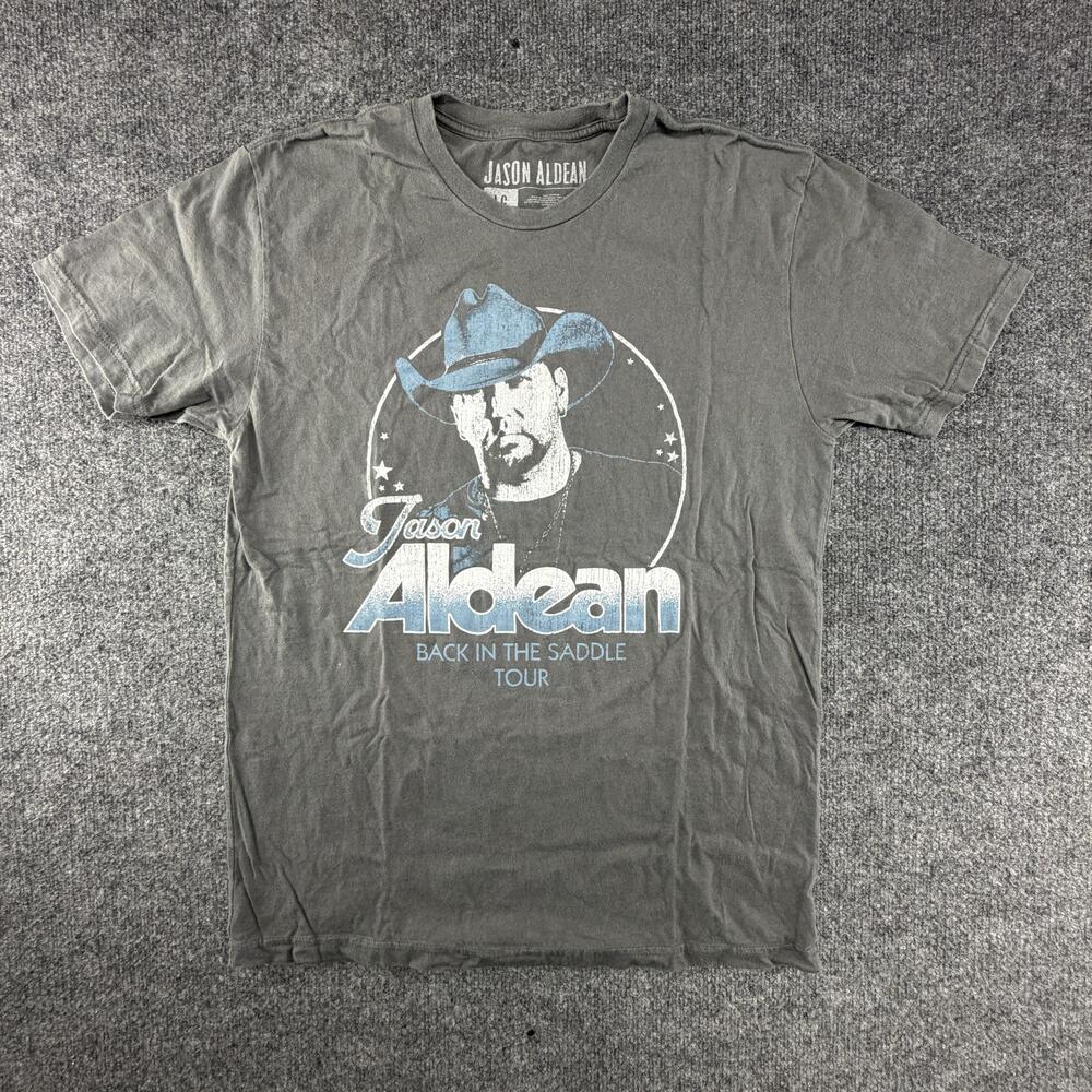 Jason Aldean Shirt Mens Large Gray 2021 Back In The Saddle Tour Concert Tee
